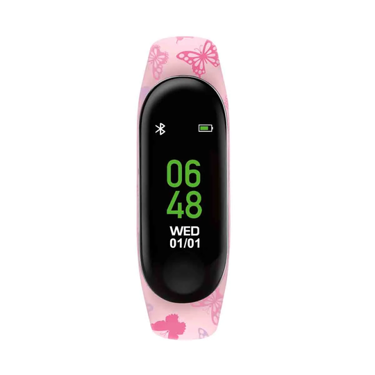 Tikkers Series 1 Printed Pink Butterfly Silicone Strap Activity Tracker With Colour Touch Screen And Up To 7 Day Battery Life Tks01-0005