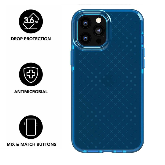 Tech21 Evo Check for Apple iPhone 12 Pro Max 5G - Germ Fighting Antimicrobial Phone Case Cover with 3.6 Meter Drop Protection - Classic Blue
