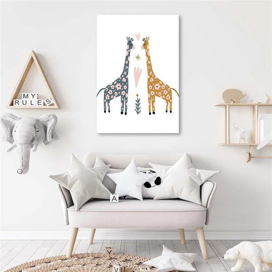 Canvas Print Giraffe Animals Watercolour
