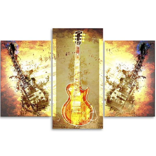 Canvas Print Abstract Guitar Fire