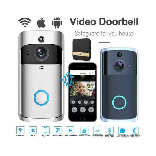 (Black ) Wireless WiFi Video Doorbell Camera Recording Audio Intercom Smart Home Security