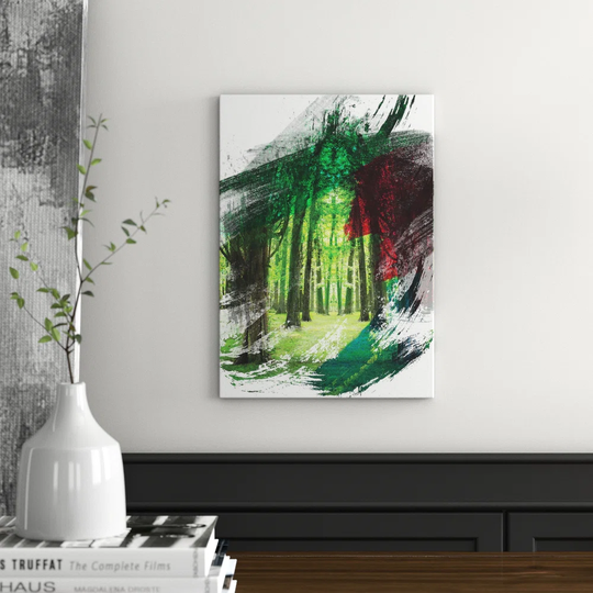 'Green Forest Woodland Trees Landscape' Graphic Art Print Poster