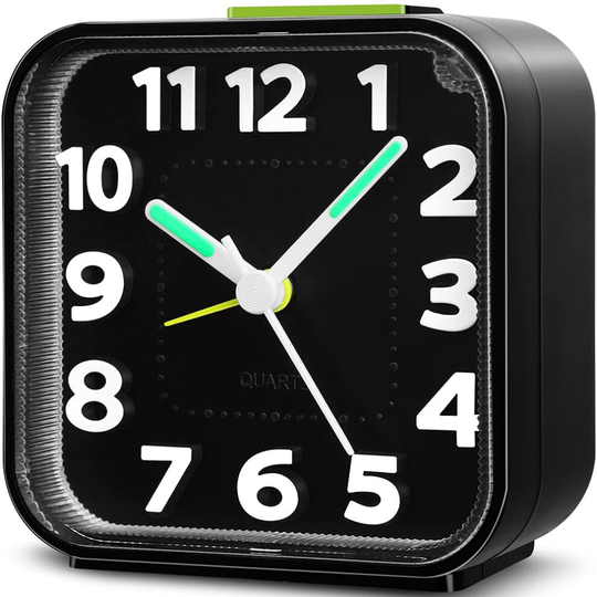 Tisaika Alarm Clocks Bedside Battery Powered Silent Alarm Clock Non Ticking Clocks for Bedrooms Easy to Read Snooze Night Light Portable for Travel Ho