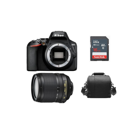 NIKON D3500 Black + AF-S 18-105MM F3.5-5.6G ED VR + Bag + 16gb SD card