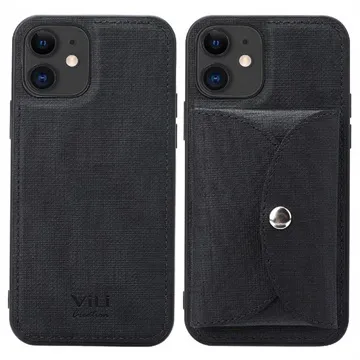 Vili T iPhone 12 Mini Case with Magnetic Wallet - Black