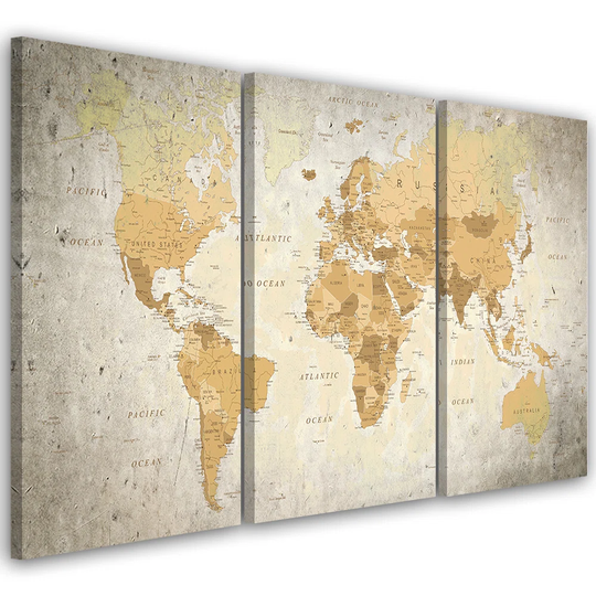 Canvas Print World Map Brown