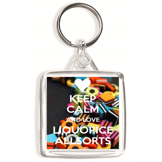 Keep Calm and Love Liquorice Allsorts - Double Sided Square Keyring