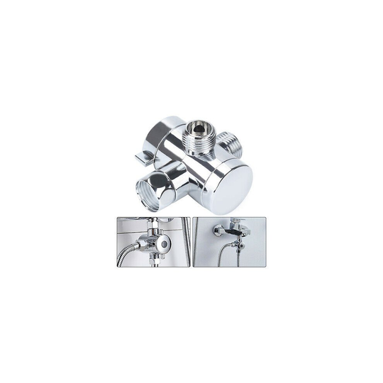 1/2" BSP Chrome 3-Way T-Adapter Shower Head Diverter Valve for Bath mixer Tap