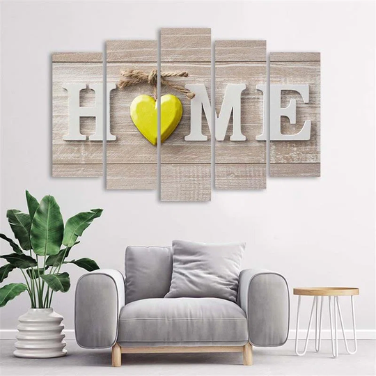 Canvas Print Home Heart Yellow Beige