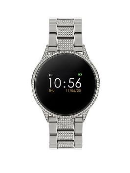 Reflex Active Series 4 Smart Watch with Colour Touch Screen and Glitz Stainless Steel Bracelet, Silver, Women