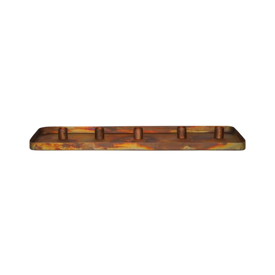 Copper Rectangle Centrepiece Metal With Magnetic Candle Holders H2.5Cm W60cm D20cm