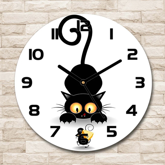 Decoration Picture Art Modern Kitchen Living Room Cat and Mouse 30cm Silent Wall Clock