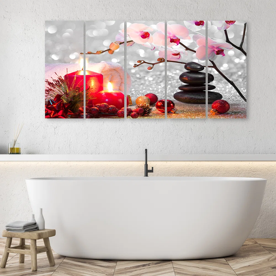 Canvas Print Candles Gemstones Flowers