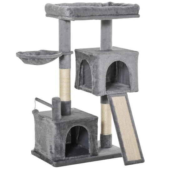 PawHut Cat Tree Tower Activity Centre w/ Condo and Hammock - Grey