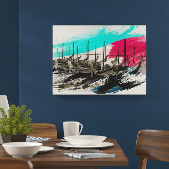 'Gondolas Venice Italy' Graphic Art Print Poster