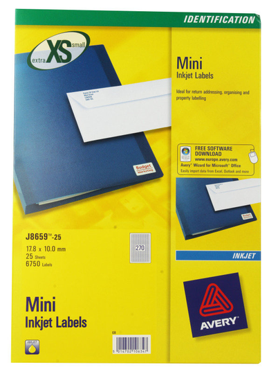 AVERY MINI INKJET LABEL 270LBS/SHT 25SHT