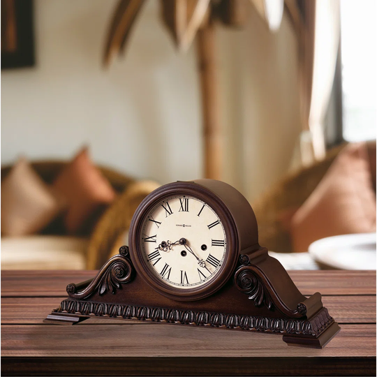 Newley Traditional Analog Wood Mechanical Tabletop Clock in Americana Cherry