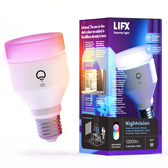 LIFX Nightvision A60 1200 lm E27 Edison Screw Full Colour with Infrared Smart LED Light Bulb