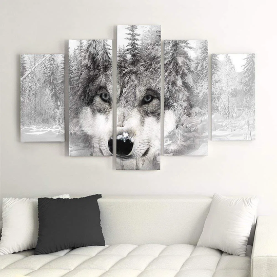 Canvas Print Wolf Forest Animal Grey