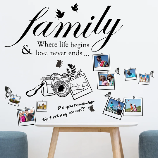 Family Quotes and Camera Photo Frame Wall Sticker