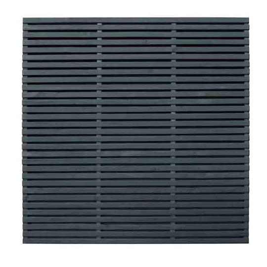 Forest Garden 5'11'' x 5'11'' (180 x 180cm) Grey Painted Double Slatted Fence Panel