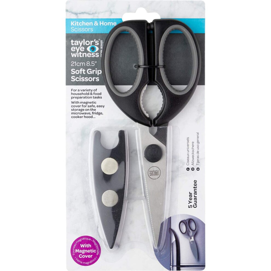 Taylors Eye Witness Kitchen Scissors with Magnetic Sheath - Black Handle & Cover