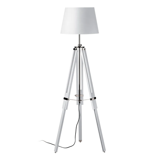 Premier Housewares Jasper Floor Lamp with Tripod Base - White