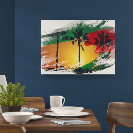 'Landscape Sunset Palm Trees' Graphic Art Print Poster