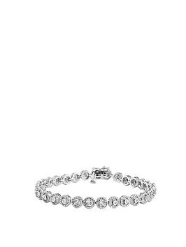 Love Diamond Sterling Silver 0.10Ct Diamond Bracelet