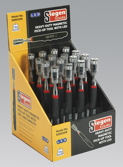 Siegen S0903DB Heavy-Duty Magnetic Pick-Up Tool LED 3.6kg Capacity Display