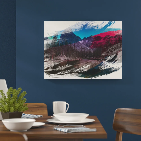 'Landscape Eagle Peak Mountain Forest and Lake' Graphic Art Print Poster