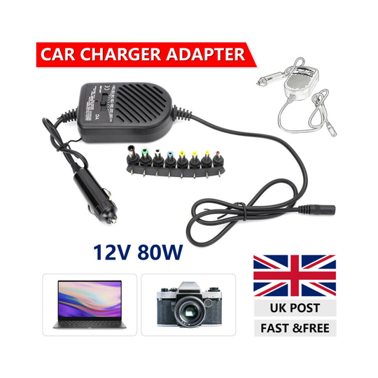 For DELL HP TOSHIBA SONY 80W Laptop Auto Car Charger Adapter