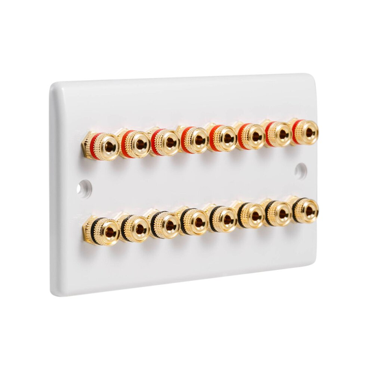 White 8.0 Slim Speaker Panel Wall Plate - 16 posts - Non Solder
