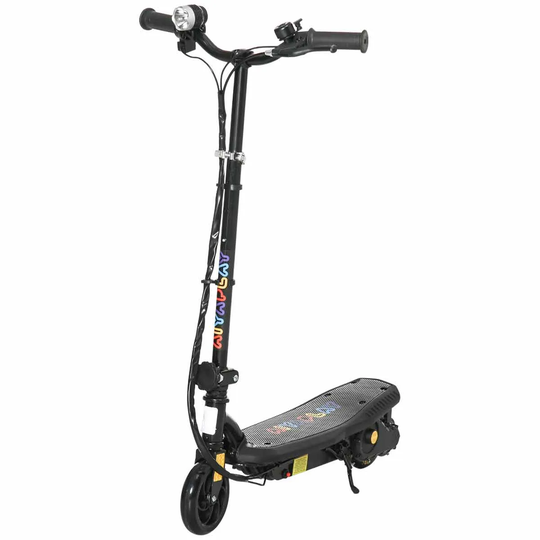 Homcom Folding Electric Scooter E Scooter With Led Headlight For Ages 7-14, Black