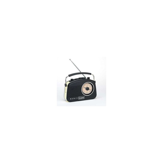 Steepletone Baby Brighton-BT. COMPACT Retro Radio + BLUETOOTH - Rotary FM Radio, Nostalgic, 1950s Style, Battery (Optional Mains Electric) (Black)