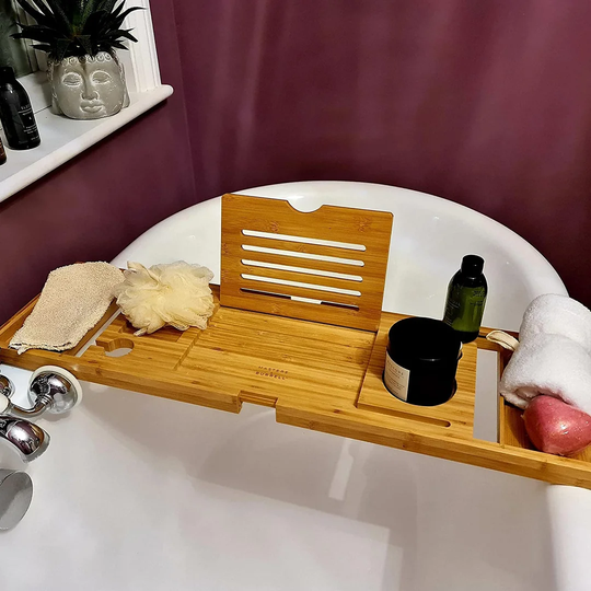 Freestanding Bamboo Bath Rack
