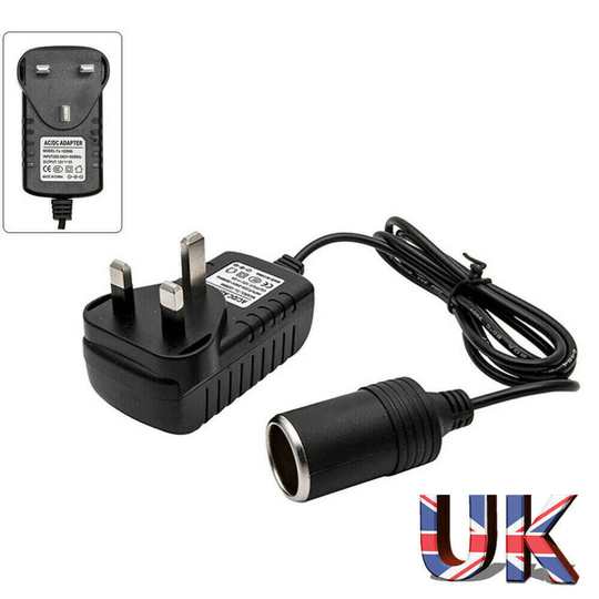 Car Cigarette Lighter 240V Mains Plug to 12V Socket Adapter AC/DC