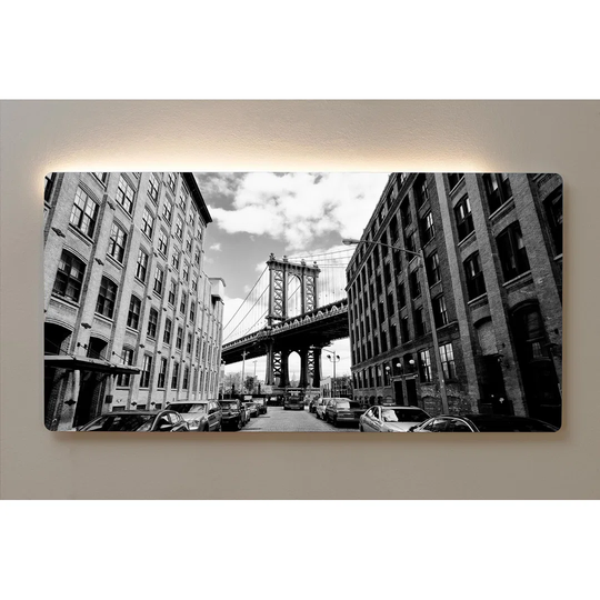 Backlight Motif Wall Picture New York Brooklyn Bridge Magnetic Cork Board