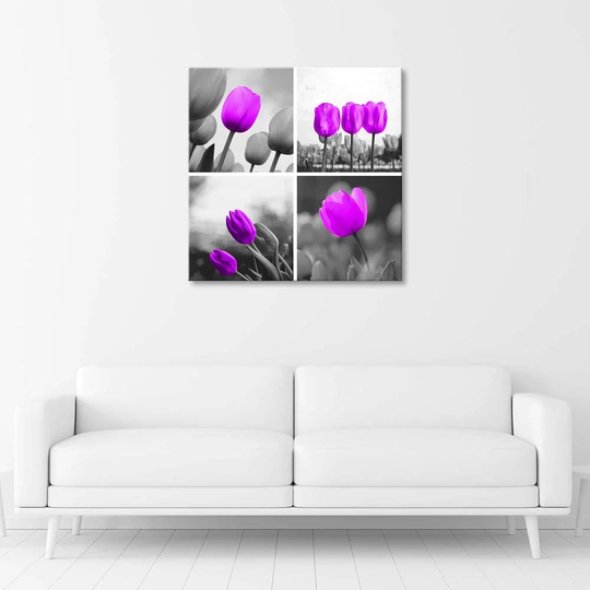Canvas Print Tulips Purple Set