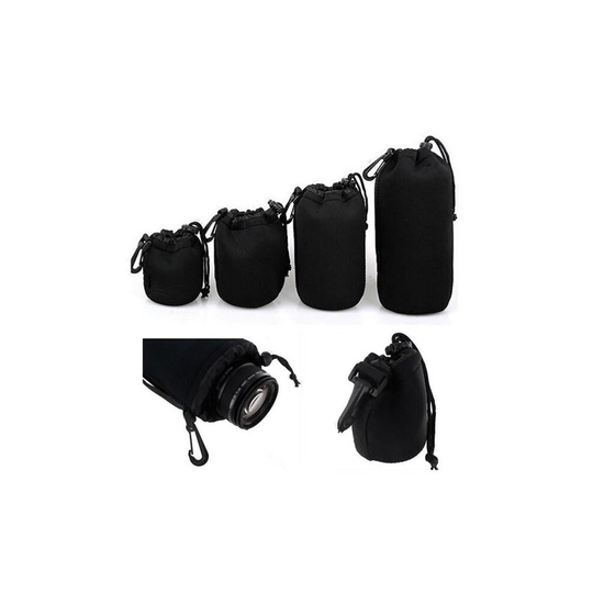 4Pcs Soft Neoprene S M L XL Lens Pouch Bag For Canon Nikon Sony Pentax DSLR Camera
