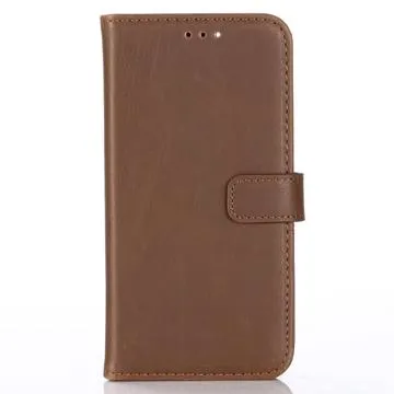 iPhone 14 Plus Wallet Case with Magnetic Closure - Coffee