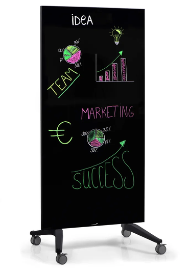 Mobile Free-Standing Magnetic Glass Board 175cm H x 95cm W
