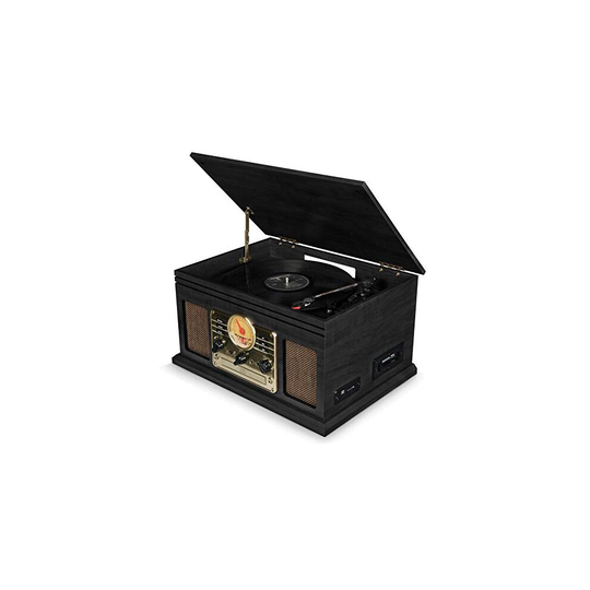 Record Player Vinyl Turntable with Speakers - USB MP3 Playback/ Bluetooth/ FM Radio/ CD & Cassette Player/ Vinyl LP Records/ SD Card Reader