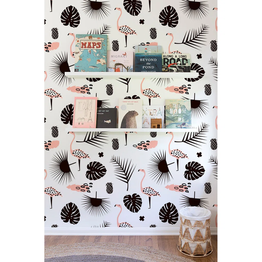 Walllpaper Roll 416X254cm Mural Decoration Wallpaper Material With Print Kitchen Livingroom Bedroom - Trendy Palm Branchflamingo