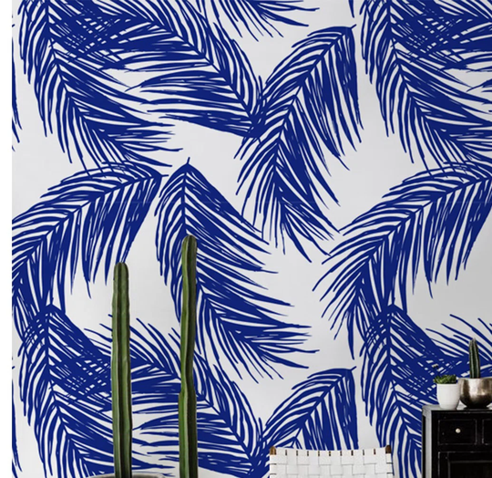 Longhurst Navy Palm Leaf Wallpaper