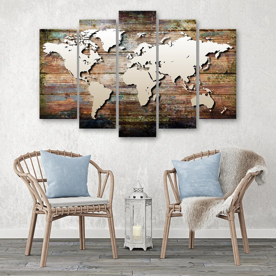 Canvas Print World Map Retro Vintage