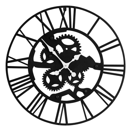 Premier Housewares Industrial Iron Wall Clock - Black