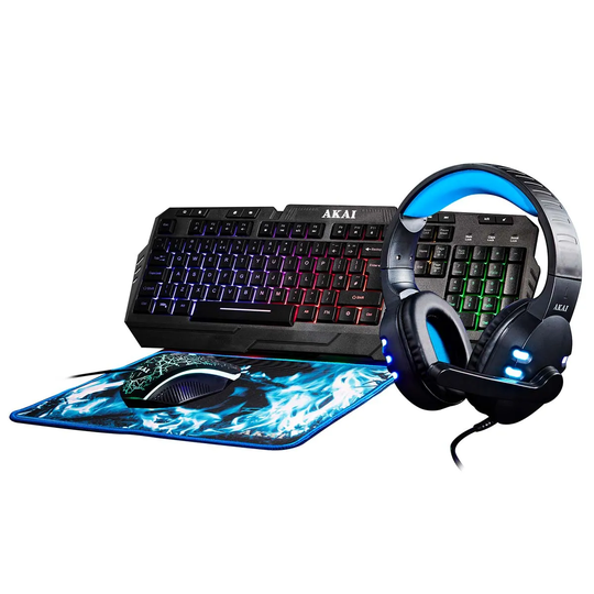 Akai Gaming 4 In 1 Gaming Combo Set For PC And Laptop Black With Blue