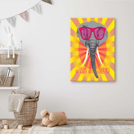 Canvas Print Colourful Elephant With Glasses