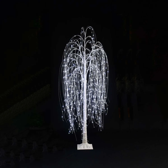 Premier Decorations 1.5M 400L White Glitter Willow Tree With White Flashing LEDs